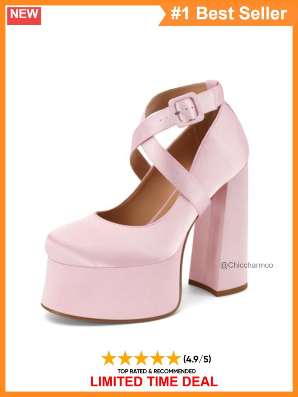 Satin Platform Chunky High Heels Convertible Strap Closed Toe Pumps